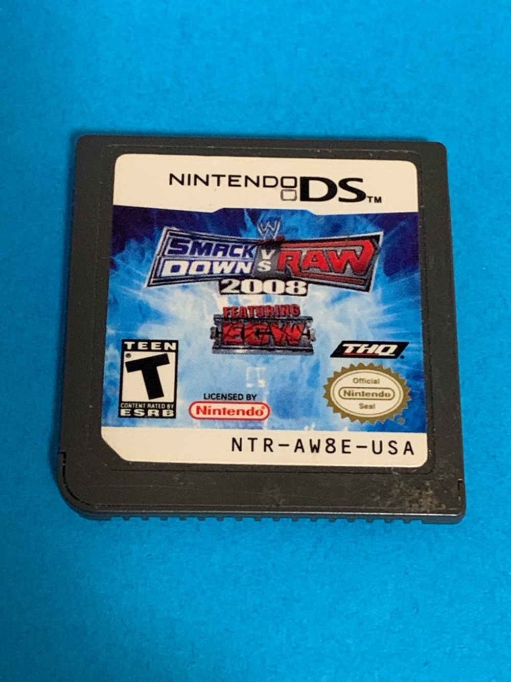 Nintendo DS WWE SmackDown vs. Raw 2008 Game Card - Black & Blue